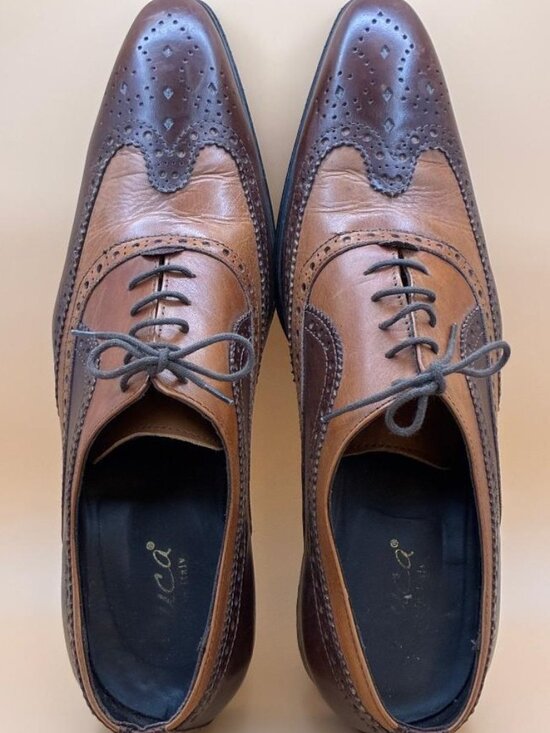 Share *EUC* DUCA Men’s Oxford Shoe Brown & Tan Leather Lace Up Size 44 US 10.5